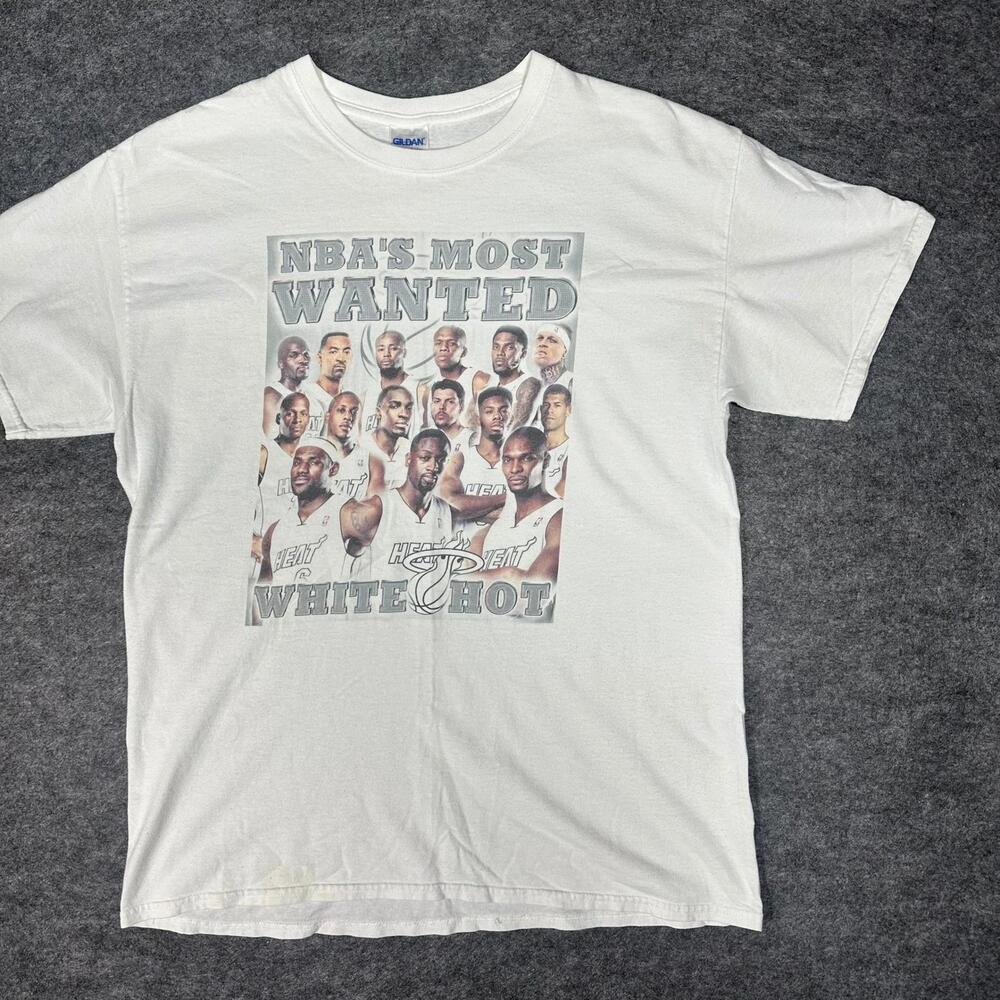 Miami Heat Most Wanted White Hot T Shirt Mens Large Playoffs